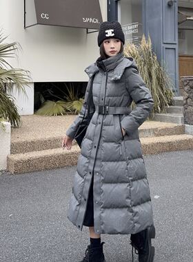 商场同款58066长款羽绒服收腰修身显瘦90白鸭绒