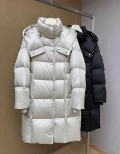 90白鹅绒5054商场同款2025冬女士宽松连帽中长款羽绒服外套