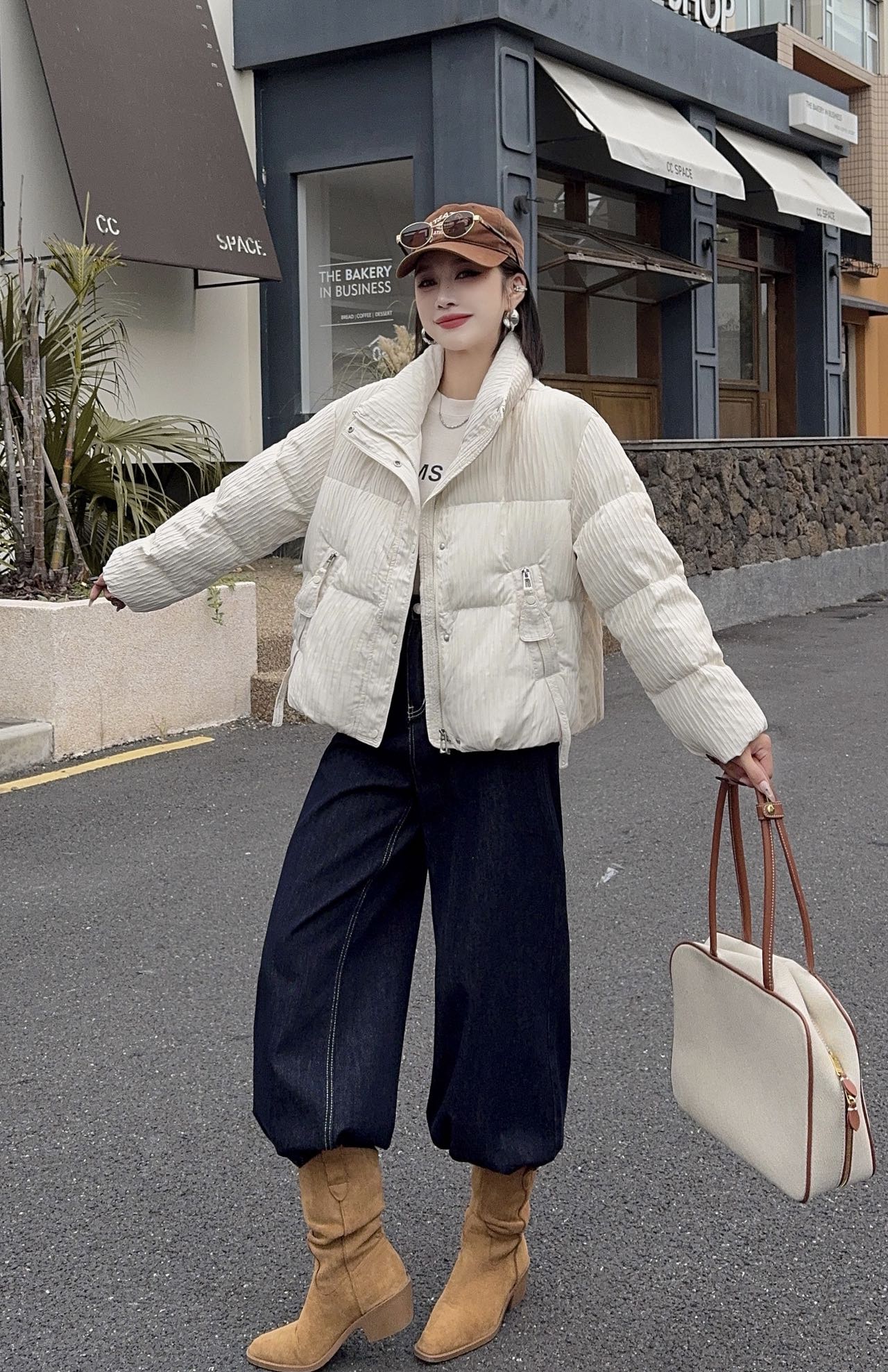 商场同款89006韩版宽松显瘦百搭立领羽绒服女短款面包服外套