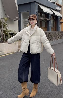 商场同款89006韩版宽松显瘦百搭立领羽绒服女短款面包服外套