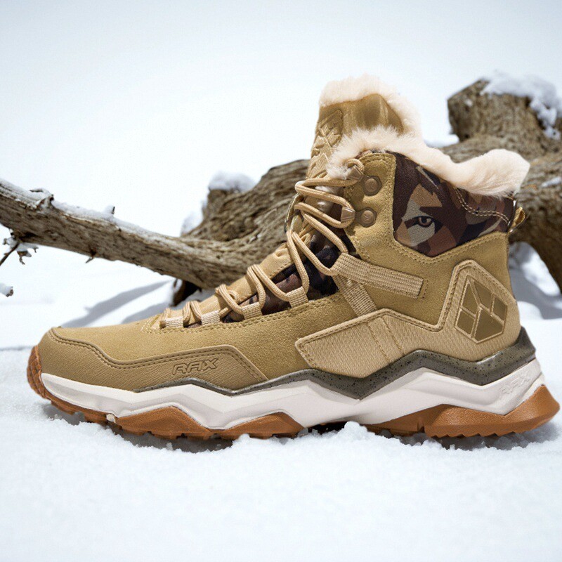 RAX秋冬户外雪地靴男保暖防寒鞋男耐磨滑雪鞋加绒雪地鞋徒步登山