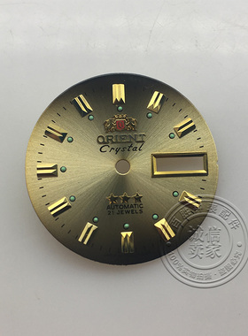 3星老双狮表盘字面配46941 46943机芯双历茶色28.46MM手表配件