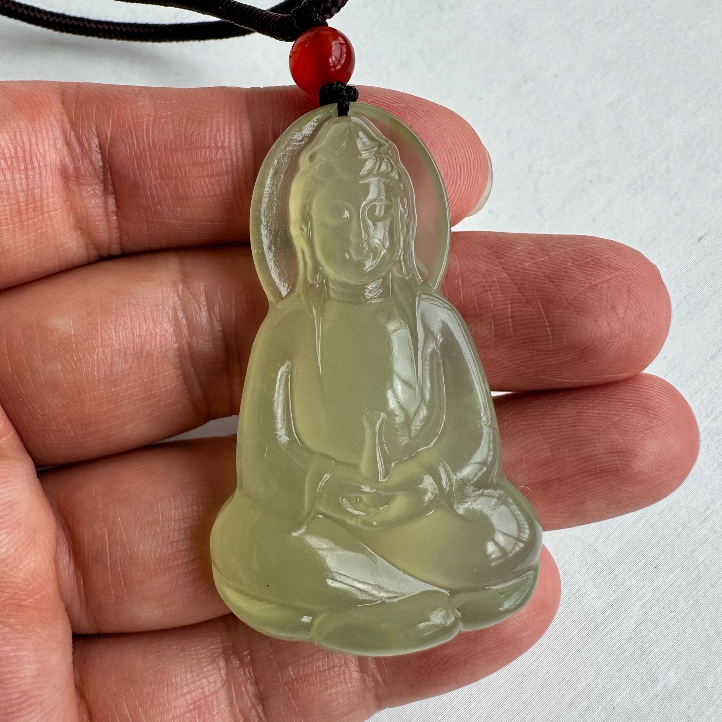 天然岫玉冰种素衣观音吊坠保真精致男女款随型仿古玉石挂件送礼物