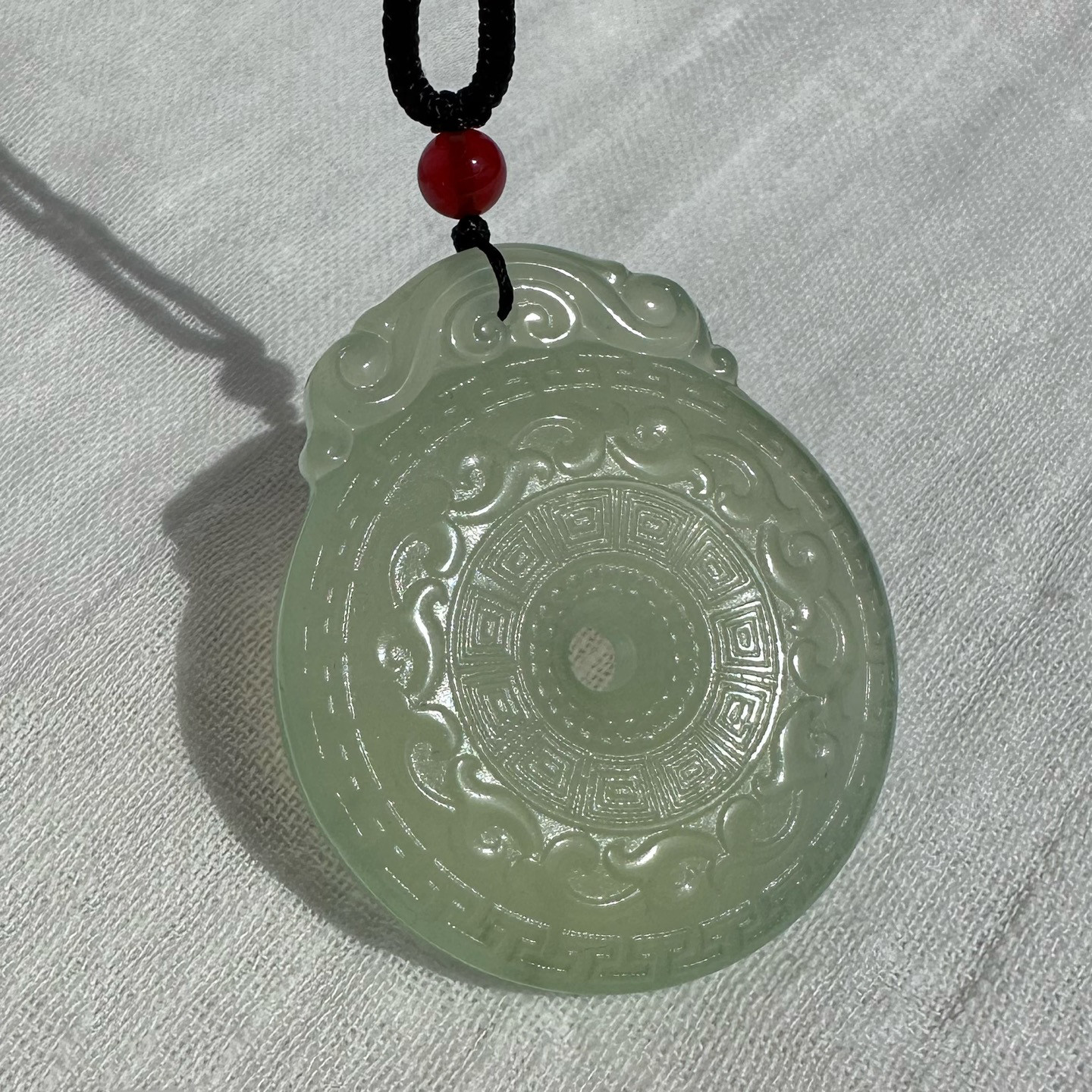 一物一拍天然岫岩玉冰透回纹平安扣吊坠岫玉石项链颈饰玉坠佩挂件