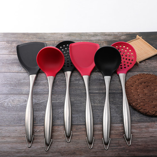 食品级耐高温硅胶304不锈钢锅铲