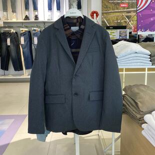 休闲深灰西装 时尚 外套85036501青年 西服男修身 班尼路品质优选秋装