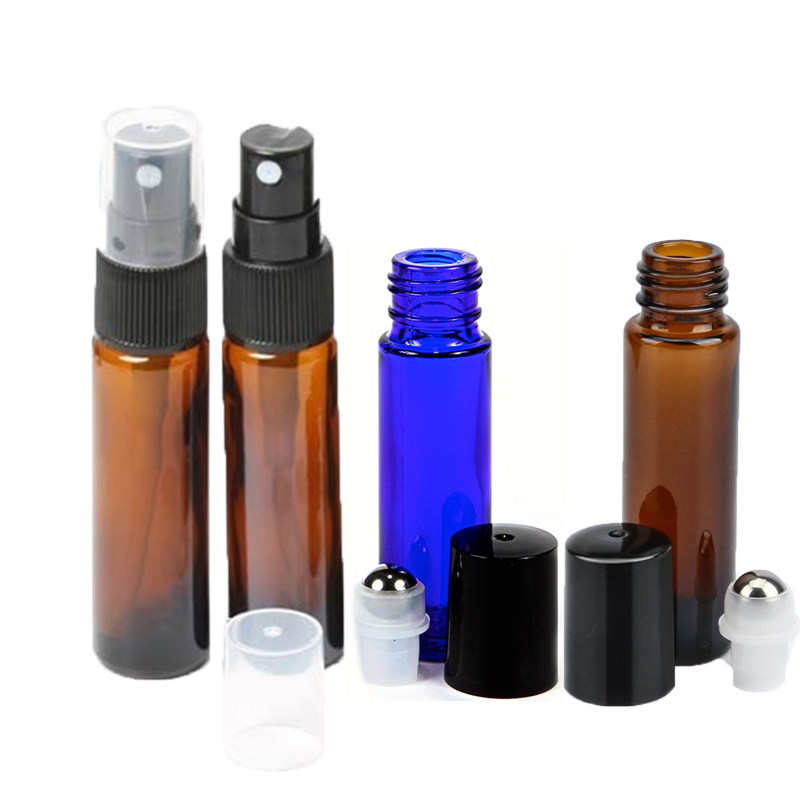 100支10mL茶色避光加厚玻璃分装瓶 钢珠滚珠瓶酒精喷雾香水瓶空瓶