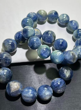 蓝晶石手串蓝色油画风蓝晶蓝绿晶拉丝猫眼手链龙磷蓝晶
