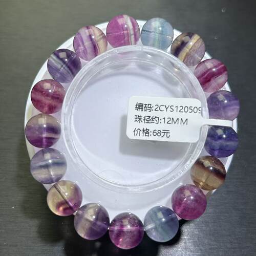 天然彩绿萤石手串彩萤石绿萤石手链diy百搭串珠宝男女一物一拍