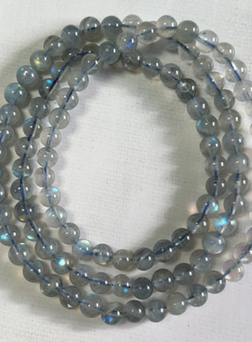 天然3圈灰月光手串月光石手链长石百搭蓝月光多圈小卡数月光石