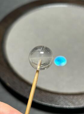 13.2mm一线天白幽灵水晶单珠带胶花共生纹路表皮有瑕