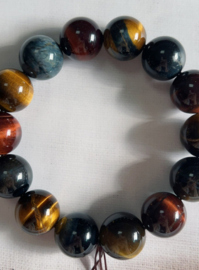 彩色虎眼石手链虎晴石珠串珠单圈手串百搭黄虎眼蓝虎眼红虎眼石