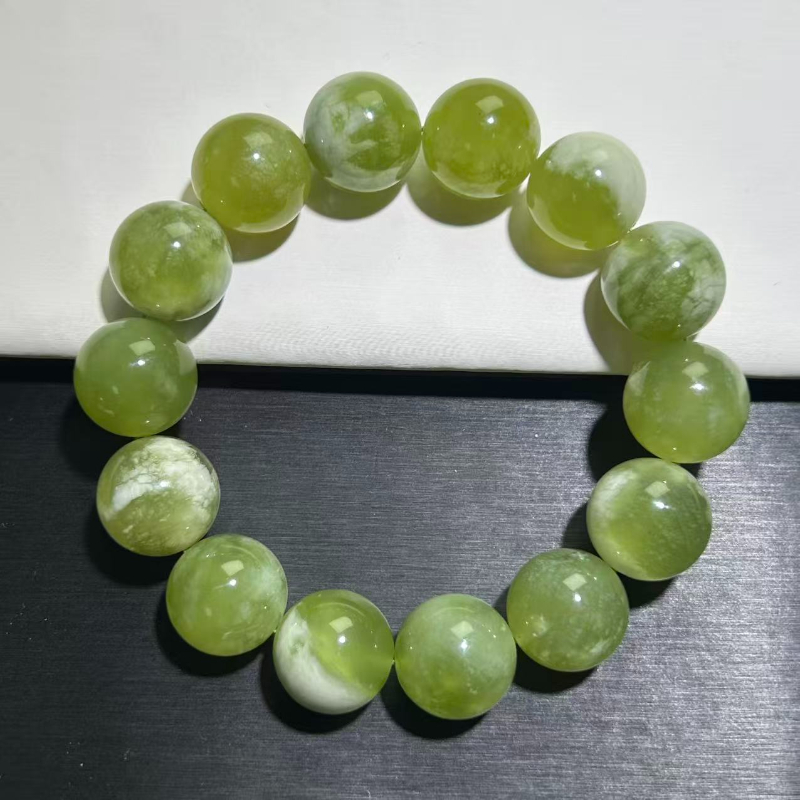 岫玉青提奶盖手串绿色青提奶盖岫玉手链青提岫玉手串岫玉一物一图