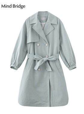 Mind Bridge春秋通勤休闲纯色收腰风衣系带大衣少量MVCA121B-1680