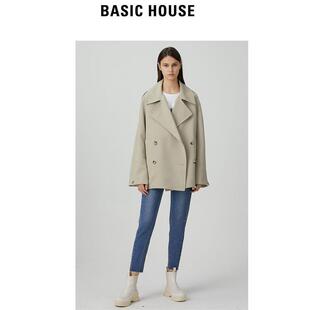 Basic House/百家好 双排扣翻领气质大衣 BJ416-HVCA121ALK