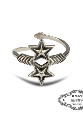 超细五角星权志龙周扬青纯银尾戒