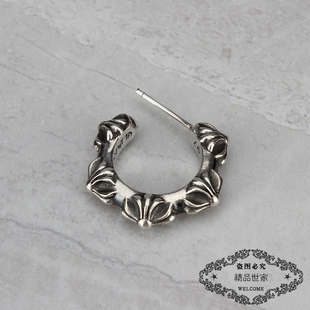 ROCK HEARTS弯十字架耳钉 耳环 GD  鹿晗网红同款 S925纯银