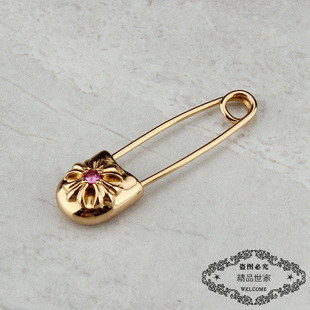 ROCK HEARTS美潮22k黄金十字架小别针耳钉 耳环 胸针领针镶嵌宝石