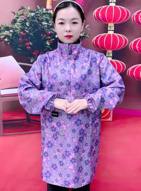 中老年防水女装加厚时尚秋冬成人外穿防污长袖碎花长裙