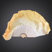 米黄金黄双面渐变色古典舞扇子 民族舞跳舞扇 艺都 真丝舞蹈扇子