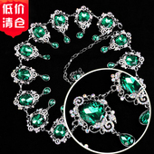 清仓肚皮舞腰链新款 镂空钻链水钻防勾复古美人泪彩色宝石水晶腰封