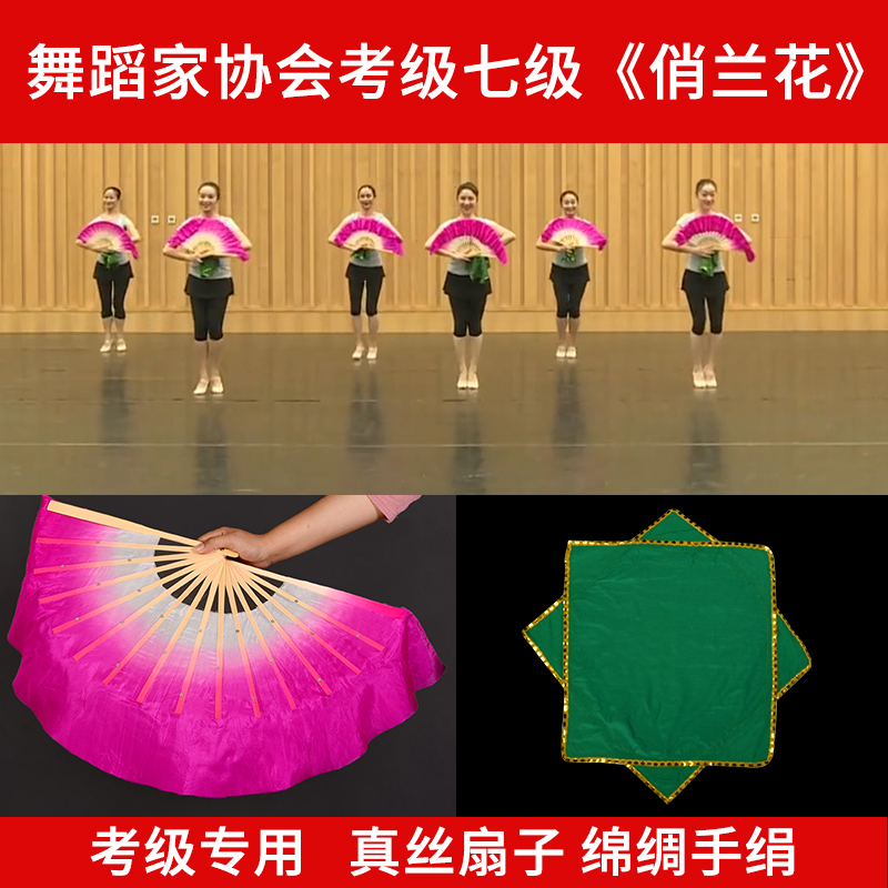 中国舞协考级七级俏兰花扇子八级安徽花鼓灯舞蹈道具十级艺考手绢