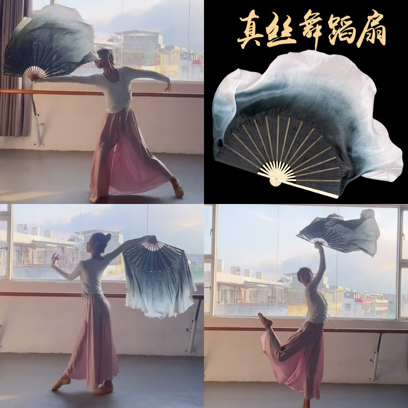 海底舞蹈孤月杳然水墨扇书简舞黑白色扇子初见古典舞扇子胶州秧歌
