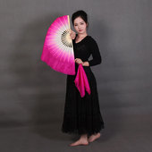 玫红正染真丝舞蹈扇真丝丝巾 真丝扇子外婆湾扇子晓春三月舞蹈扇