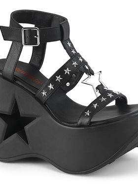美国代购Pleaser/Demonia12.7cm厚底坡跟凉鞋星星铆钉休闲女鞋