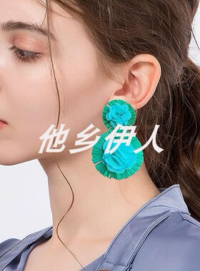 美国代购波西米亚酒椰花朵耳环