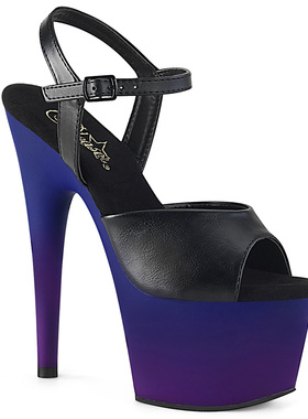 美国Pleaser17.8cm黑色仿皮高跟凉鞋蓝紫色防水台钢管舞高跟凉鞋