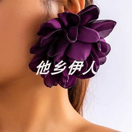 美国代购大号面料花朵耳环波西米亚风格吊坠复古花朵婚礼派对饰品