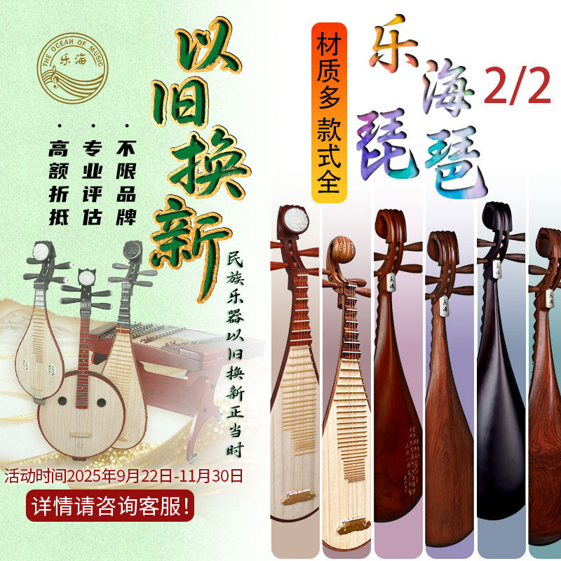 乐海琵琶乐器初学考级演奏琵琶紫檀木酸枝木多材质可选送琵琶盒