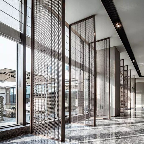 定制金属屏风玄关铝雕古铜镂空别墅隔断会所售楼部酒店大堂背景墙