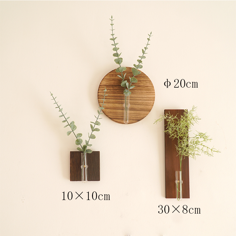 创意木盘DIY插花民宿墙面装饰品墙壁花器墙饰挂件木碟小花瓶壁饰A