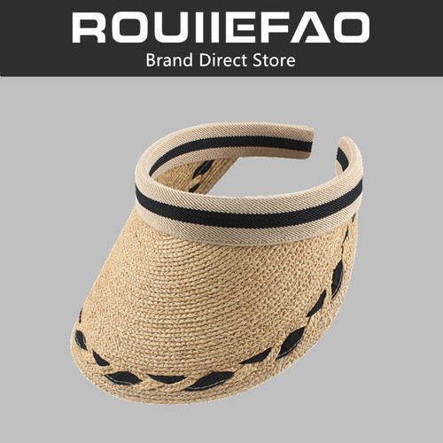ROUIIEFAO空顶帽拉菲草编大檐