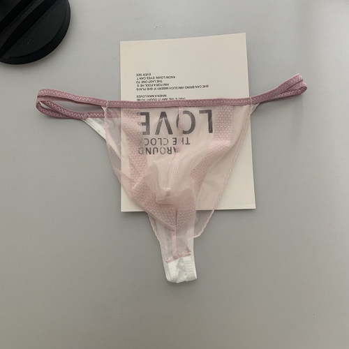 柔软男士丁字裤超火辣薄款透明网纱蕾丝细带低腰裸睡诱惑丝滑冰丝