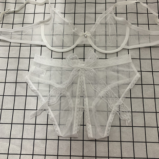 性感透明文胸套装网纱蕾丝火辣三角内裤乳罩内衣柔软丝滑诱惑单层