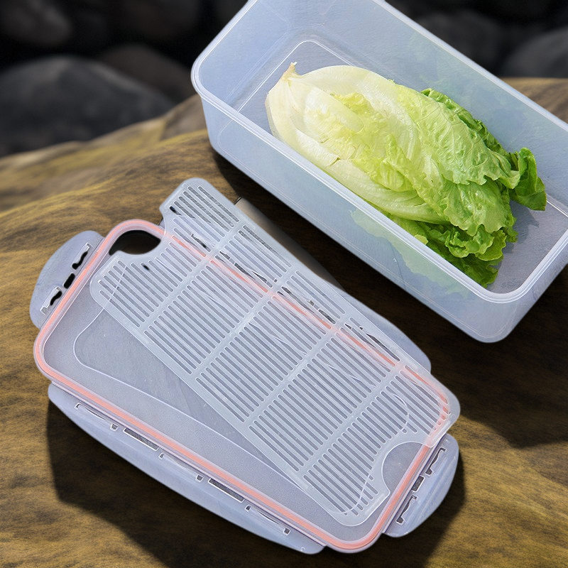 长条窄身塑料保鲜盒密封条沥水板