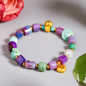 八棱珠手链 去宇宙摘星给你 高货星空幻彩舒俱来手串 24k金松石