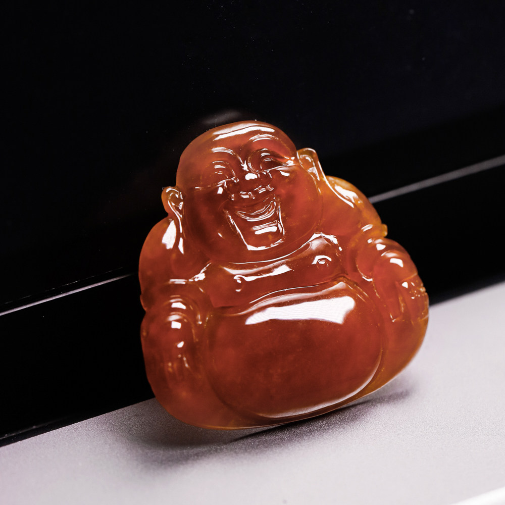 冰种浓艳红翡佛公 种水好颜色正大尺寸 缅甸A货 天然翡翠裸石