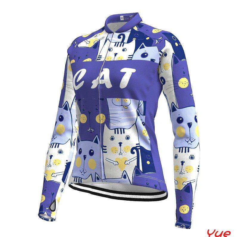 2024新款 可爱猫 自行车女款秋冬骑行服长袖上衣春秋薄款单车衫
