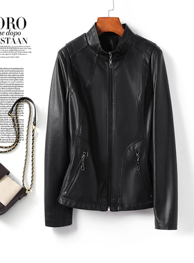 真皮皮衣女短款立领黑色修身显瘦皮夹克秋冬新款海宁绵羊皮外套