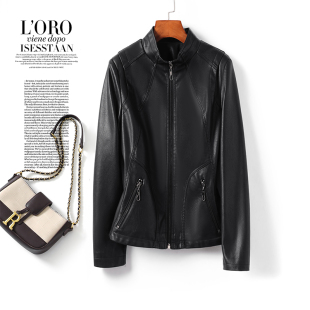 真皮皮衣女短款立领黑色修身显瘦皮夹克秋冬新款海宁绵羊皮外套