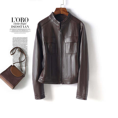 皮衣外套女短款立领修身显瘦夹克