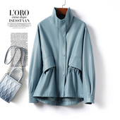 皮衣小个子 绵羊皮夹克春秋新款 海宁真皮外套女常规款 收腰立领韩版