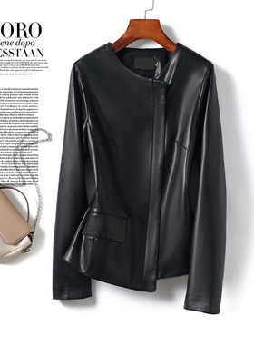 海宁皮衣女真皮外套短款黑色修身显瘦小个子秋冬新款气质绵羊皮衣