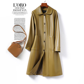 绵羊皮外套女士中长款 海宁真皮女皮衣 翻领高端气质皮大衣春秋新款