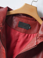 Sheepskin jacket for women, regular hooded, oversized and plump red loose leather jacket, new autumn and winter genuine leather coat thumbnail 5
