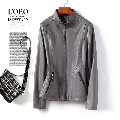 海宁皮衣女短款修身绵羊皮小个子